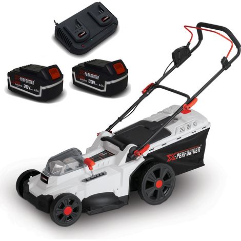 Tondeuse à gazon portative sur batterie - 40V MAX - Hauteur de coupe 6 positions avec 2 Batteries 4Ah et double chageur (1/4)