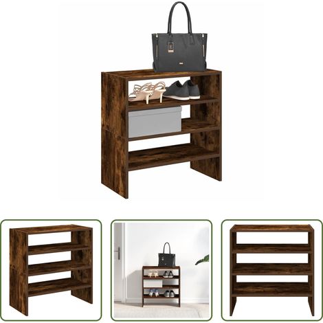 Schuhregal Räuchereiche - Schuhregale 2 Stk. Stapelbar Räuchereiche 60x30x30,5 cm (1/5)