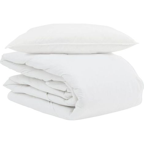 Ensemble de couette d'été simple en duvet (taie d'oreiller incluse), ensemble 2 pièces, blanc, duvet de canard.