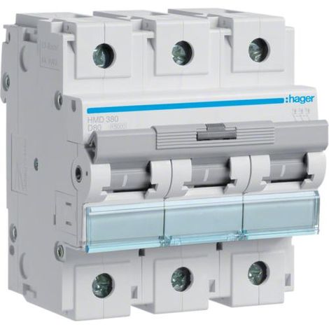 Disjoncteur 3P 15kA courbe D - 80A 4.5 modules HAGER HMD380