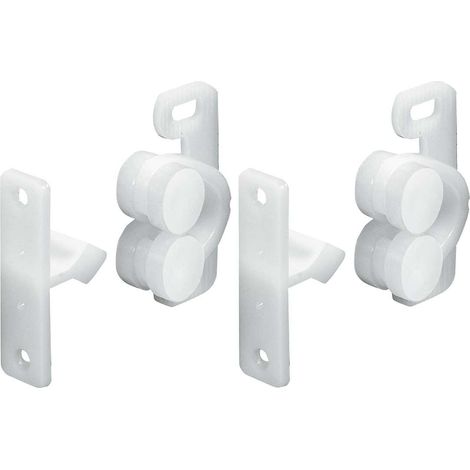 Cyclingcolors – Lot de 2 loqueteaux bloc porte à rouleau en plastique blanc – Pour camping-car et caravane – Solution pour placards et meubles (1/4)