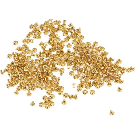 500 Pcs Rivets Creux Laiton pour DIY, Rivets Décoratifs à Trou Transversal, Boucles Œillet Cuivre 4.8x2.3x3.5mm (1/5)