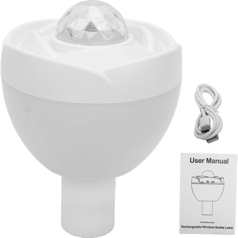 Lampe bouteille LED sans fil rechargeable avec commande tactile, lampe à vin avec 4 modes de projection pour bar, restaurant ou chambre, blanche. (1/5)