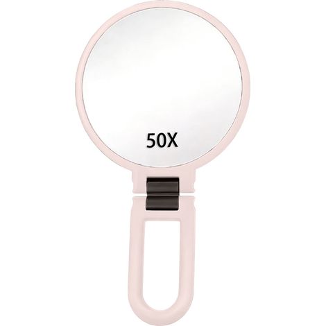 Loupe Agrandissante - 50x - Miroir Double Face - Montage Main Mur Table - Poignée Réglable 360° - 24 cm (1/4)