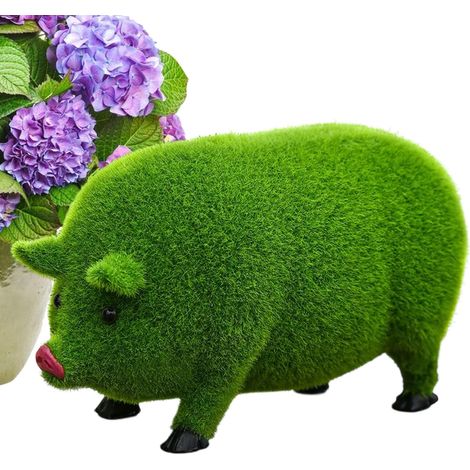 Statues Animalières D'Extérieur - Grandes Décorations Mignonnes pour La Maison,Décor De Jardin avec Statues Vertes À Texture Duveteuse,pour Jardin Terrasse Porche Entrée Cadeau De Maison (1/5)