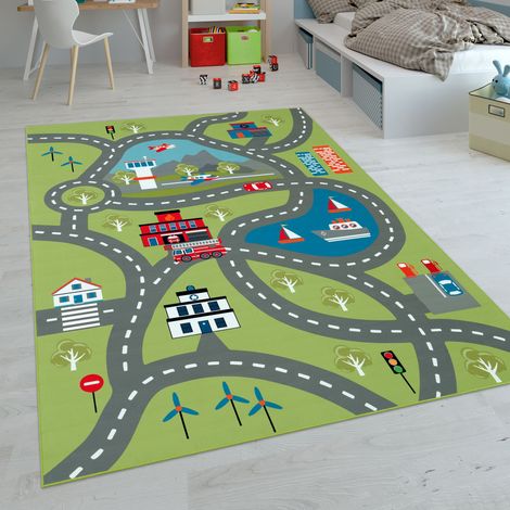 Paco Home Kinder-Teppiche, Kurzflor-Teppiche für Kinderzimmer mit vers. Designs Spielteppiche Bunt 100x200 cm, Grün 2