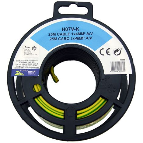 25m cable unipolar H07V-K 4mm2 amarillo/verde