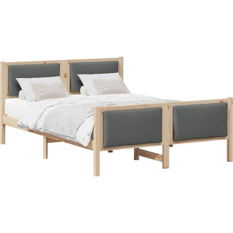 Estructura de cama con cabecera Gris oscuro 150 x 200 cm tela vidaXL