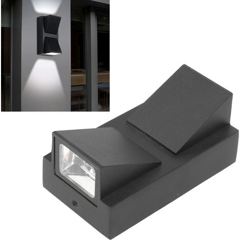 Applique murale extérieure étanche à double tête (12 W), éclairage par le haut et par le bas pour couloirs et entrées, style minimaliste moderne, éclairage décoratif LED pour portes, balcons, cours et (1/5)
