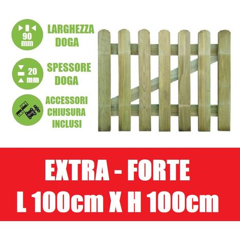 Cancelletto in Legno di Pino con Doghe per Steccato - Dimensioni: L 100cm x H 100cm