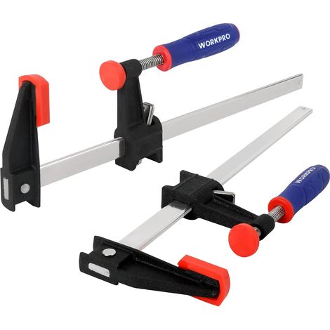 Workpro – Serre-joint métallique à libération rapide 2 pièces – Largeur de serrage 300 mm – Force de serrage 272 kg pour bois dur et métal