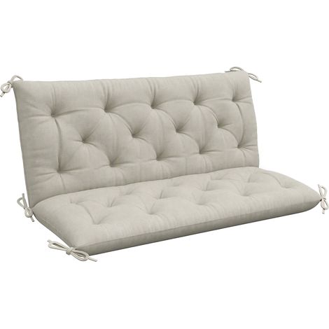 Outsunny Garden Bench Cushion, Seat Pad with Ties, Light Grey (1/5)