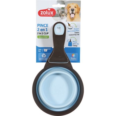 Pince 2 en 1 doseur silicone L 473 ml bleu pour chat et chien - zolux (1/3)