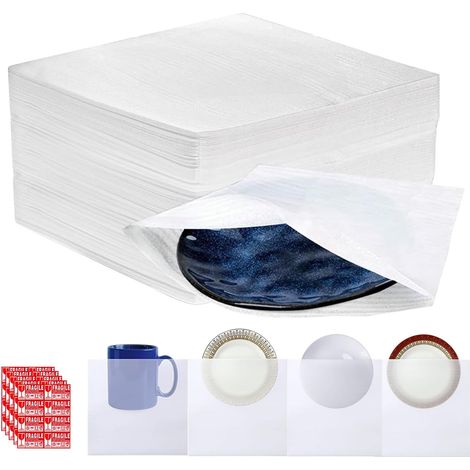 Lot de 100 films à bulles en mousse pour cartons de déménagement, de rangement, de vaisselle, de verres et de bouteilles de vin (30 x 30 cm) (1/5)