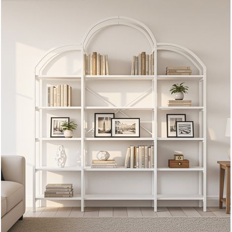 Meuble rangement étagère 5 niveaux 170x26x190 blanc OKMYHOME (1/5)
