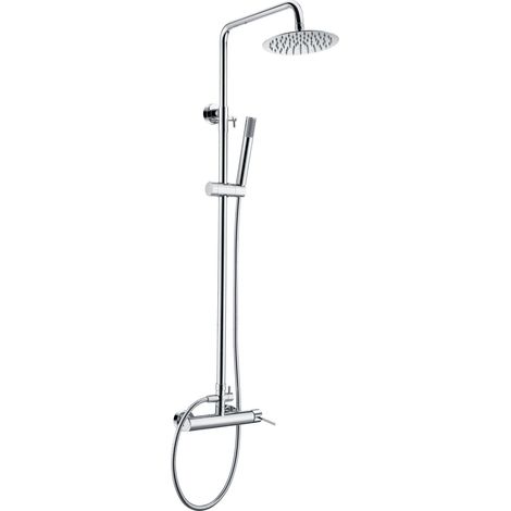 Colonne de douche avec mitigeur  Modèle MILOS STICK  Pomme de douche de taille standard  Couleur grise avec finition chromée [ IMEX® ] (1/2)