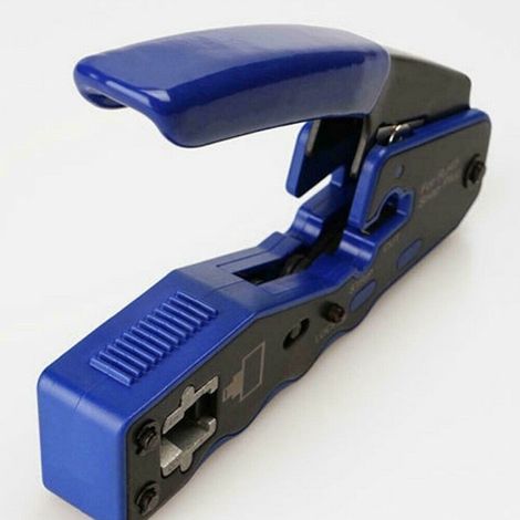 Crimpzange für RJ45-Stecker der Kategorie 7, professionelle Crimpzange, Durchgangsloch-Steckverbinderzange, Abisolierzange (1/4)