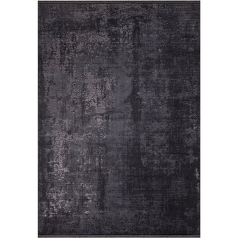 Alfombra vintage bambú antracita antideslizante 160x230