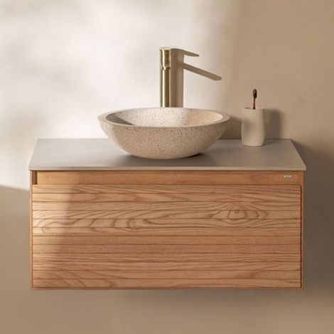 SKLUM Hängendes Badezimmermöbel-Set 80x50 cm aus Eschenholz Tedrik (1/5)