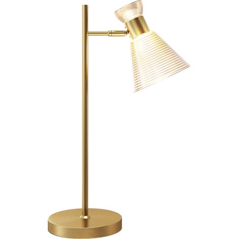HOMCOM Lampada da Scrivania con Paralume Regolabile in Vetro Satinato Oro