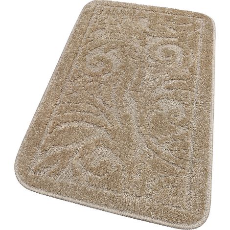 Tappeto Bagno Damascato Scendiletto Camera Barocca Morbido Assorbente Antiscivolo Beige - 50x80 Cm