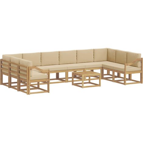 Set di divani da esterno 11 pz 10-Posti Bianco e Beige vidaXL (1/5)