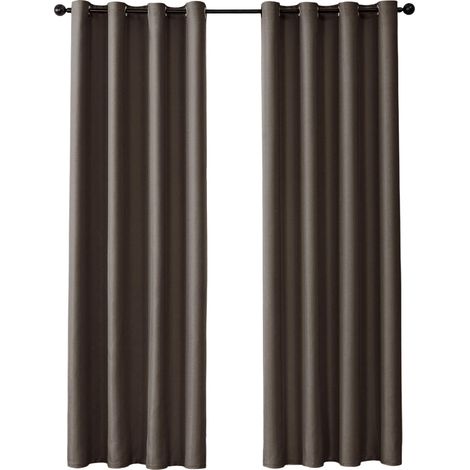 Rideau Occultant Une Piece Thermique à Oeillet Décoration de Fenêtre Pour Salon et Chambre 132 x 160 cm Café café (1/5)