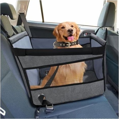 Siège auto pour chiens de petite et moyenne taille – Siège arrière étanche avec fenêtre en maille et ceinture de sécurité – Panier pliable pour chien, compatible avec toutes les tailles de véhicule, 4 (1/5)