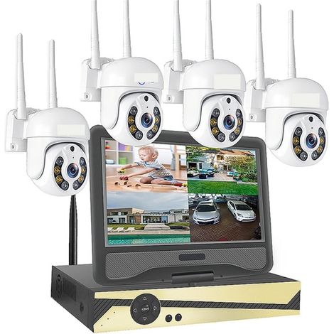 Système de caméra de sécurité à domicile H.265 3MP HD système de vidéosurveillance sans fil Audio bidirectionnel étanche PTZ WIFI IP caméra de sécurité 8CH P2P NVR Kit de Surveillance vidéo ( Size : N (1/5)