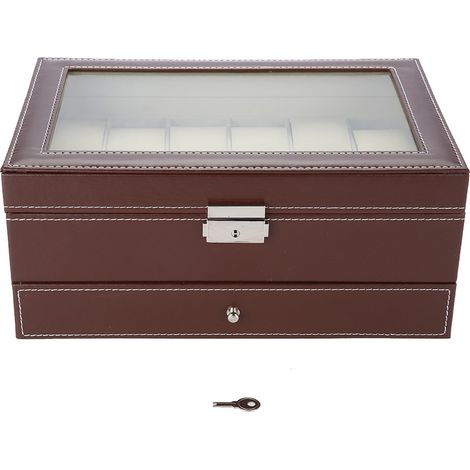 Boîte à exposition de bijoux, organisateur de montres portables, 12 emplacements pour hommes Femmes Travel Ring Sunglasses (1/5)