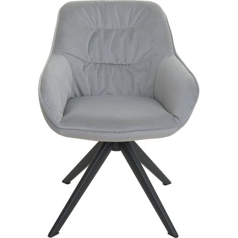 Set 6x sedie poltrone girevoli con braccioli elegante imbottita HHG-779 tessuto grigio chiaro