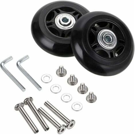 Roues de rechange 80mm pour valises – 2 roulettes pivotantes en caoutchouc – Résistance à l'usure – Déplacement fluide et silencieux
