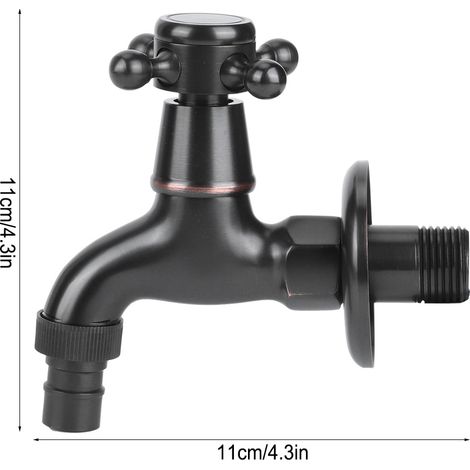 Grifo de lavadora vintage, G1/2 pulgada, corto, negro, color cobre, 276 g, completo con tapa decorativa. (1/5)