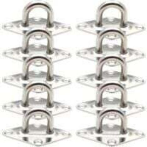 10 Pièces Fixation Anneau d'arrimage, Pontet INOX Oeil Plaques, Crochet d'arrimage Remorque Plaque Oeillet Acier Inoxydable 304 pour Fixer des Remorques Camions Bateaux Kayaks (60 x 36 mm,M5) (1/4)