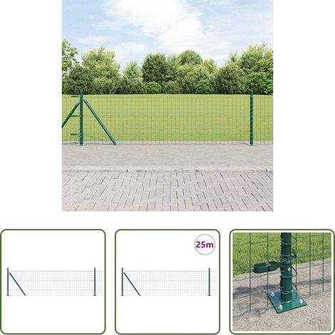 Terrassenzaun - Zaun mit Pfosten Grün 0,6 x 25 m Stahl und PVC (1/5)