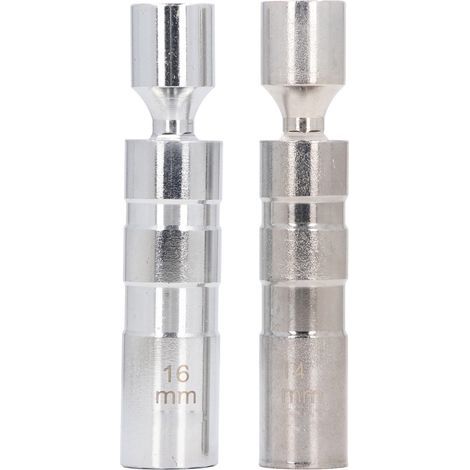 Jeu de Douilles Pivotantes Magnétiques pour Bougie D'allumage, 14 Mm, 16 Mm, Entraînement de 3/8 Pouces, Matériau CR V à 12 Points, Rangement Facile, Conception Magnétique,. (1/5)