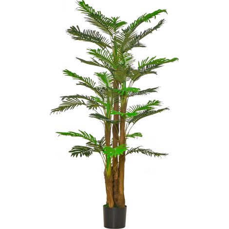 Palmier Artificiel 1.85m Tronc Branches Lichen Feuilles Grand Réalisme Pot Inclus