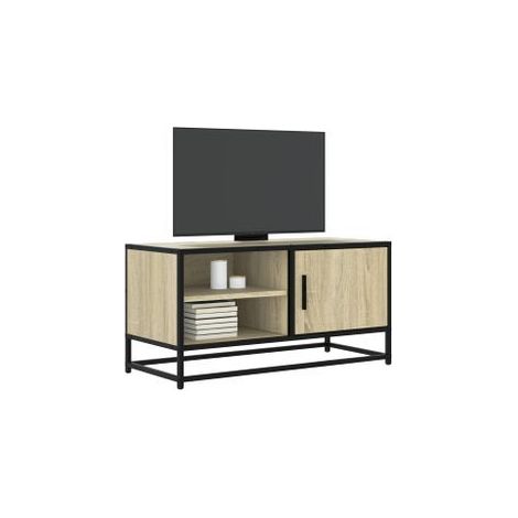 Meuble TV chêne sonoma 80x34,5x40 bois d'ingénierie et métal (1/5)