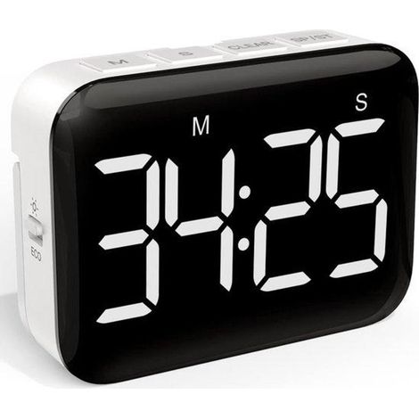 Horloge de cuisine numérique, 8,9 x 6,6 x 2,5 cm, grand écran LED, aimantée, luminosité et volume réglables, chronomètre, minuteur pour enfants et seniors