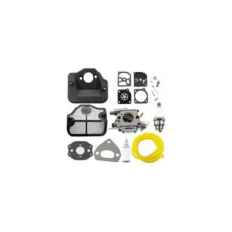 Carburateur avec Filtre à Air, Bougie d'Allumage et Kit de Réparation de Membrane pour Tronçonneuses Husqvarna 36, 41, 136, 137, 141, 142, 137E, 142E, Remplace le Modèle Zama C1Q-W29E. (1/5)