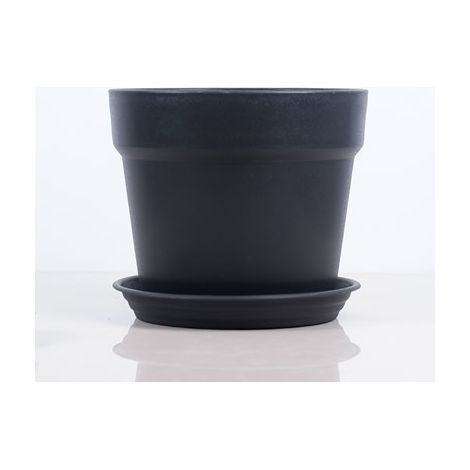 16cm Kunststoff Blumentopf mit Untersetzer, 6er-Set Plastik Übertopf Kräutertopf mit Mehrere Ablauflöchern, Rund Pflanzkübel für Innen und Balkon Sukkulenten Kaktus, Schwarz (1/4)