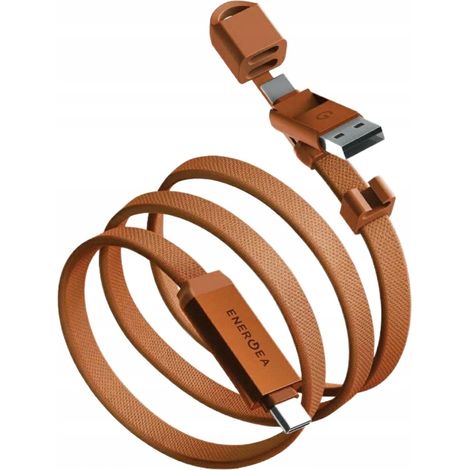 Cavo Energea Sheath Travel 2 in 1 da USB-C a USB-C/USB-A, 480 Mbps, 60 W, 1,2 m, arancione. (1/4)