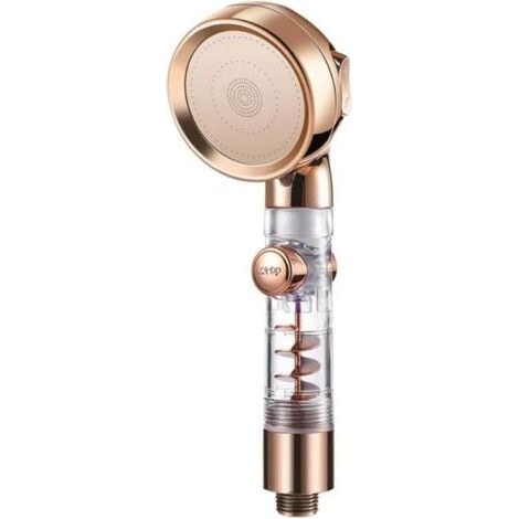 Pommeau de douche haute pression avec filtre 3 modes, robinet de douche haute pression, économie d'eau avec interrupteur (doré) (1/5)