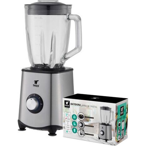 Blender 1500 W  Bol en verre 1,5 L  2 vitesses + fonction Pulse  6 lames en titane  Capacité glace pilée (1/5)