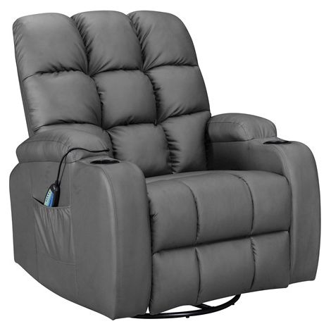 WestWood Leather Massage Sofa Swivel Chair Cinema Recliner Heating Function MLS12 Grey (1/5)