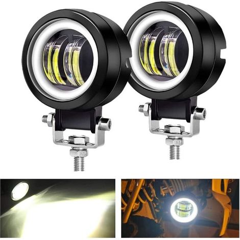 Pair of 3" Round LED Fog Lights Angel Eyes 6000K 80W 8000lm 10-80V DC LED Project White SUV Motorcycle IP68 Waterproof Adjustable Mounting Brackets. (1/5)