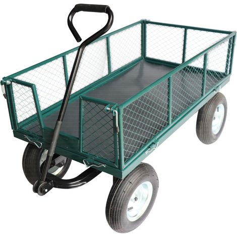 Chariot Grillagé Métal équipé De Quatre Pneumatiques 13x350-6 Dimensions Benne 114 X 59 X 30 Cm Capa