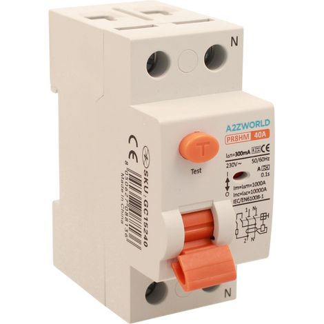 RCCB Interruttore Differenziale Puro Tipo A 1P+N 2M 10000A 300mA 40A AC 230V IP20 IEC61008-1 PR8HM GC75240