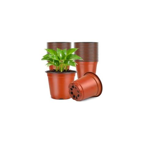 50Pièces 15CM Pot pour Semis,Pot de Fleurs Plastique Plante Exterieur,Pot Rempotage,Godets pour Semis Tomates,Brun