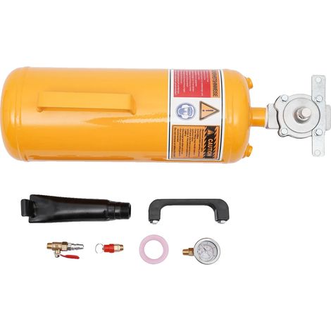 Compresor de neumáticos, capacidad de 8 litros, presión máxima de 145 PSI, color amarillo. (1/2)